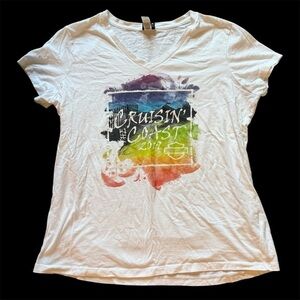 Harley-Davidson White Tee with Rainbow Tie dye Graphic